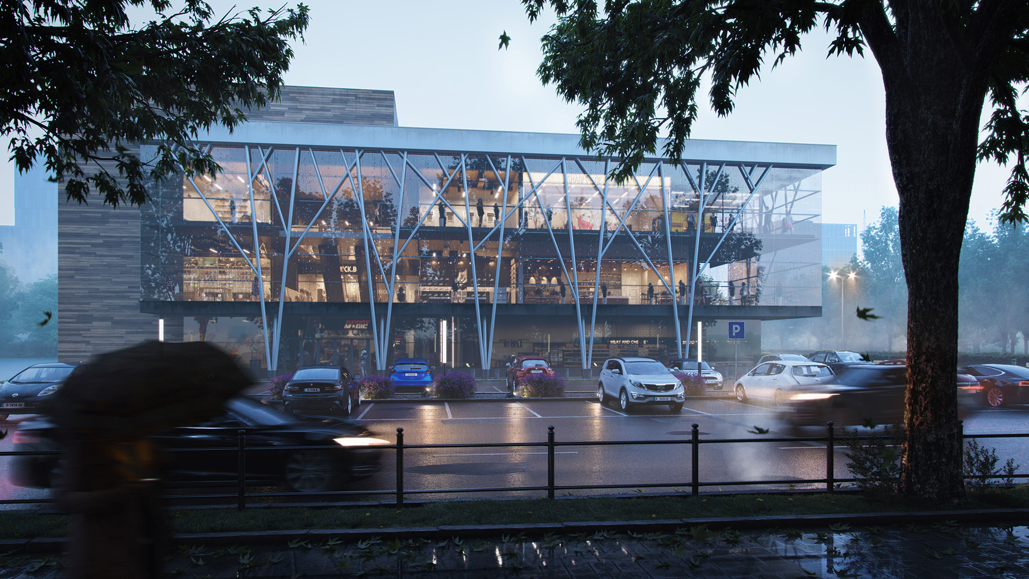 3D visualization of a conceptual retail exterior